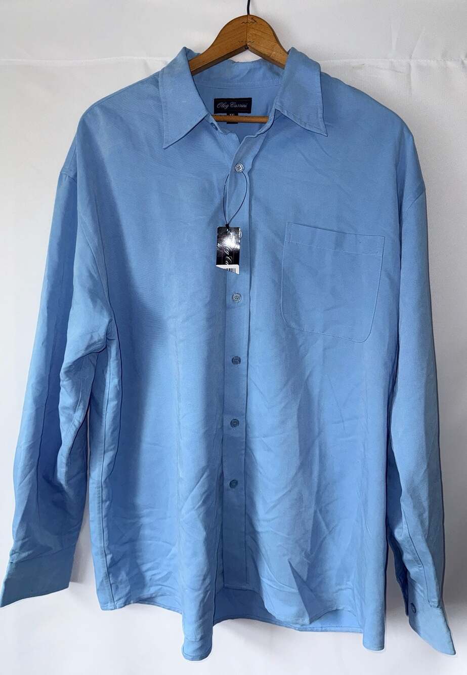 Oleg Cassini Men's XXL Long Sleeve Light Blue Button Down Dress Shirt